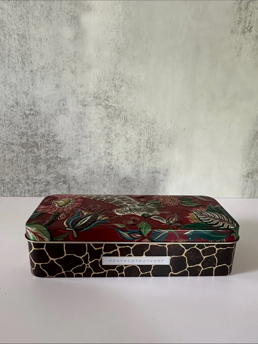 Decorative Giraffe Floral Tin - Red
